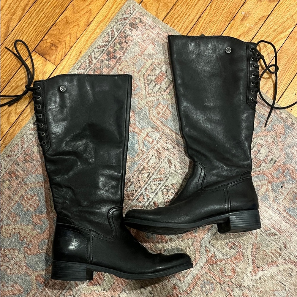 Bussola Black Lace-Up Knee-High Boots